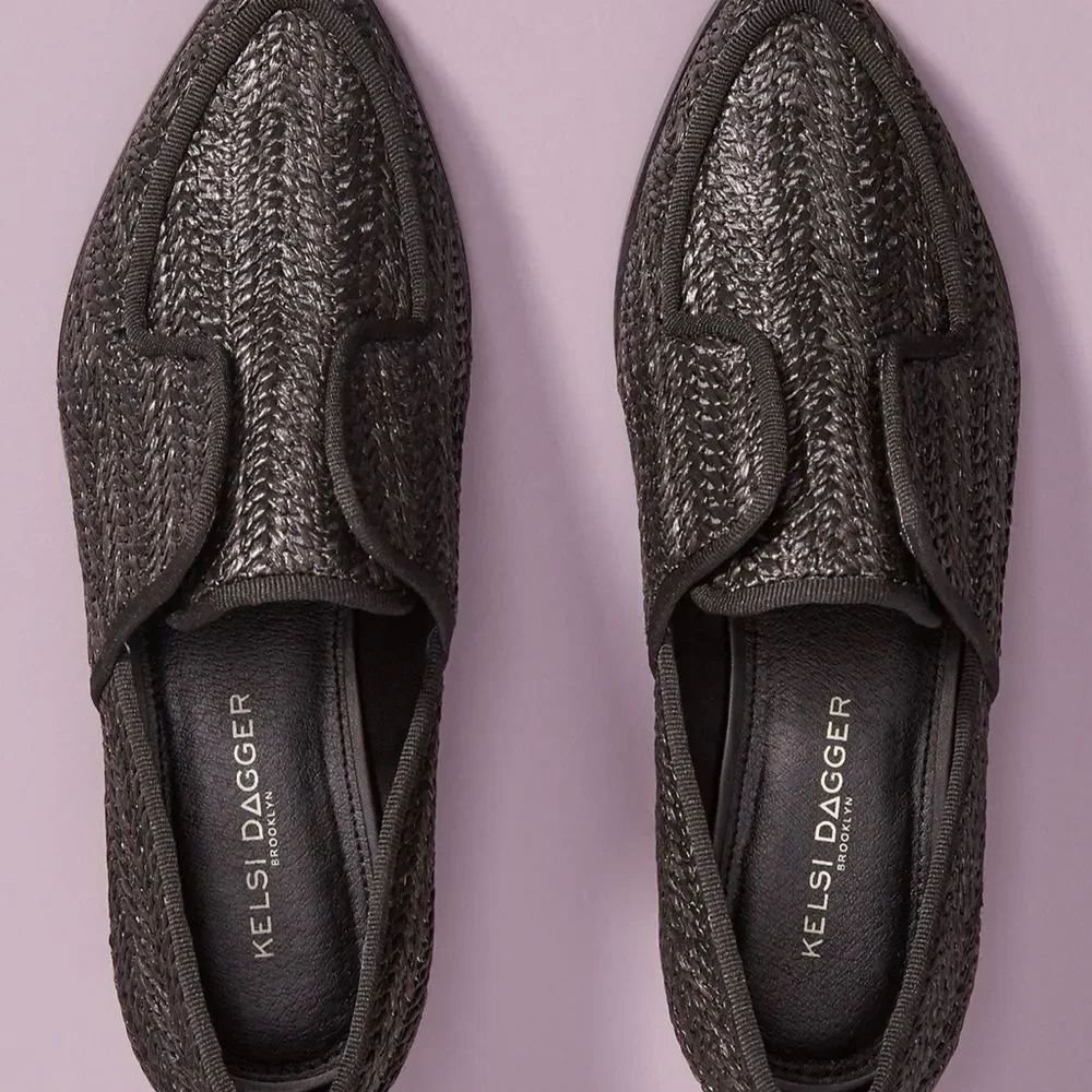 Anthro Kelsi Dagger Brooklyn Stanton Raffia Oxford Loafers size 9